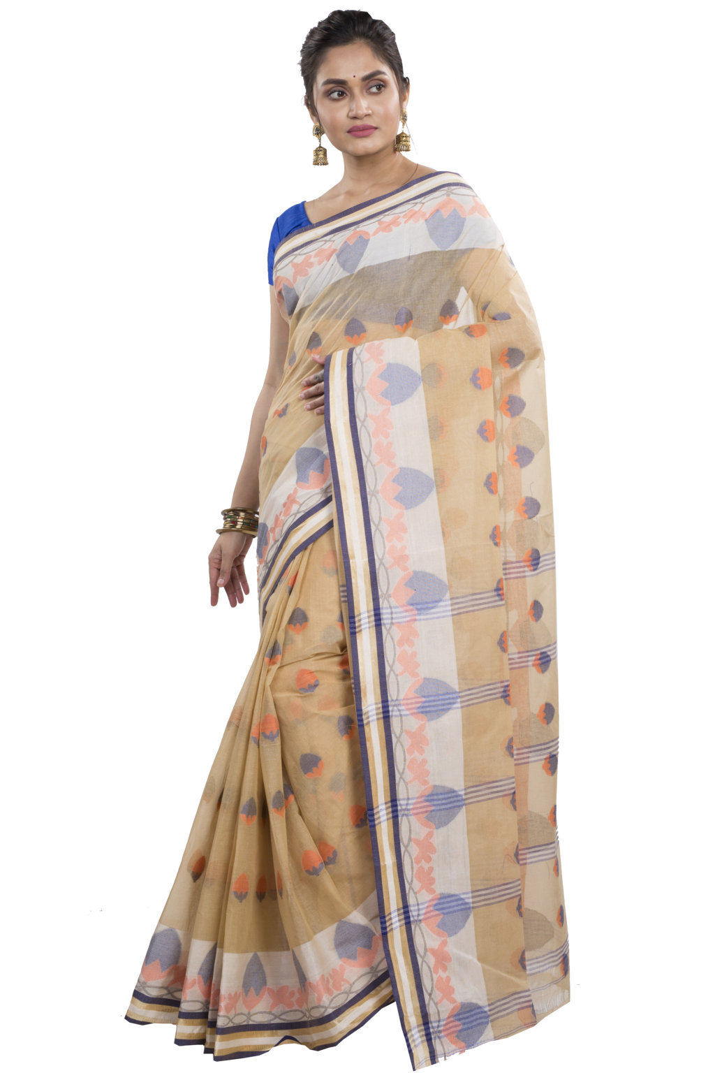 White Pure Cotton PaddaPar Tant Saree (775)